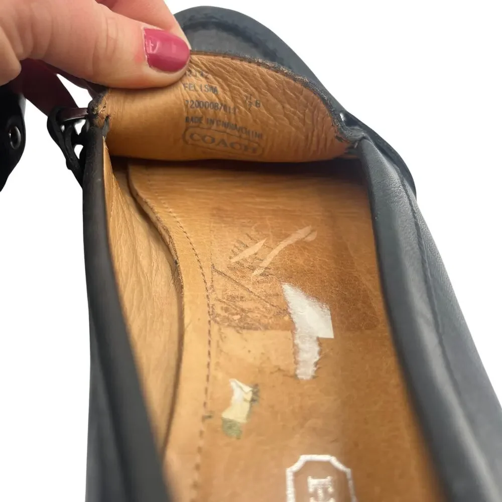 Coach Felisha Leather Flats Loafers Black Size 7.5B